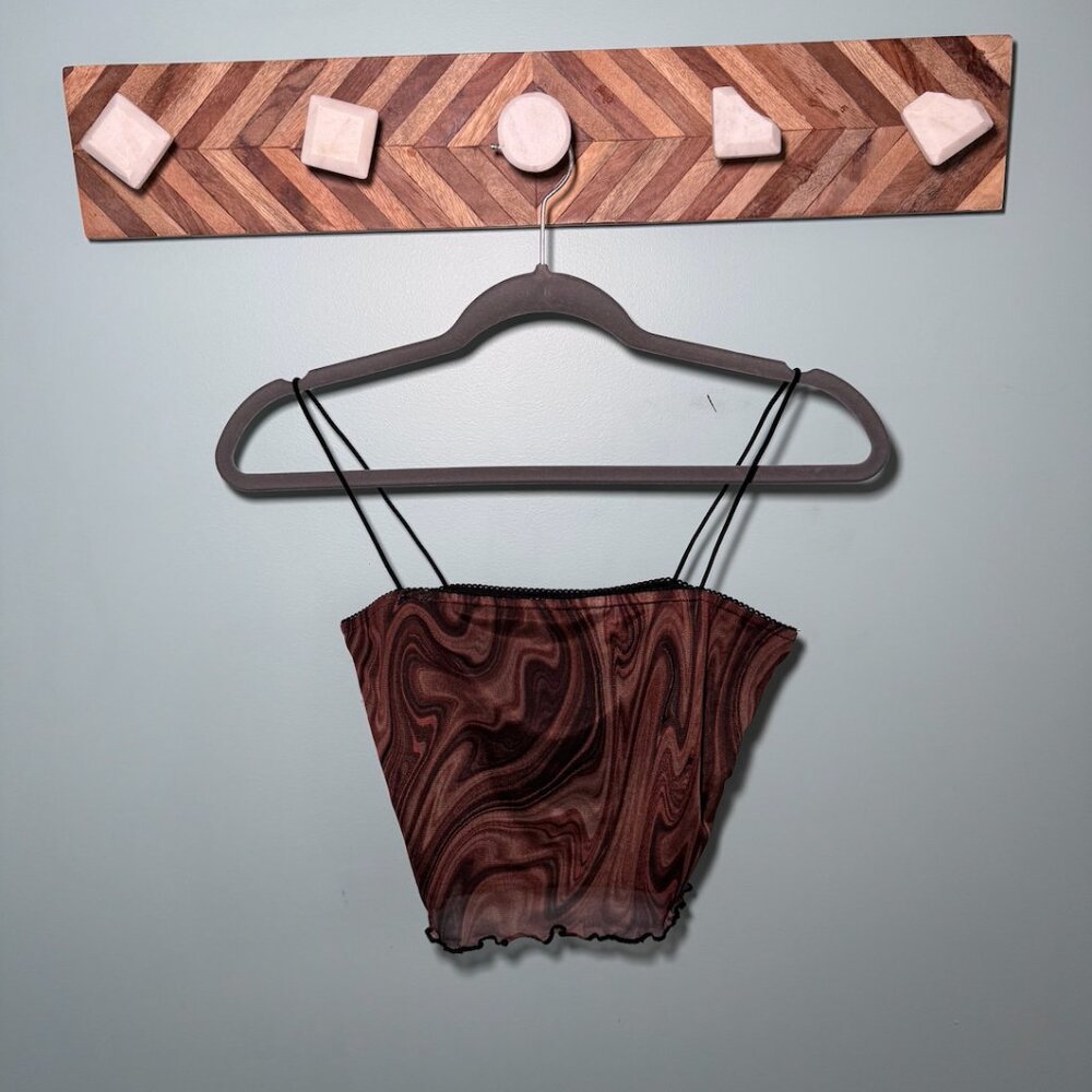90s Y2K Brown Crop Top Size Small